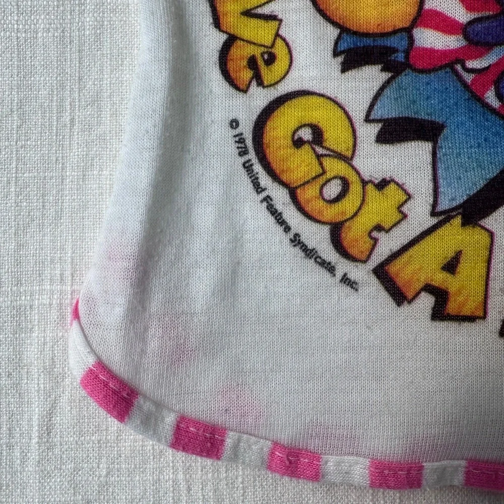 Vintage 80s Garfield Doll Shirt Bates-Jama Pink Ruffle Jester Toy Clothes 70s